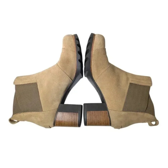 Sorel Addington Chelsea Suede Womens Block Heel Boot Tan Beach/Cordovan Size 9 - Picture 6 of 12
